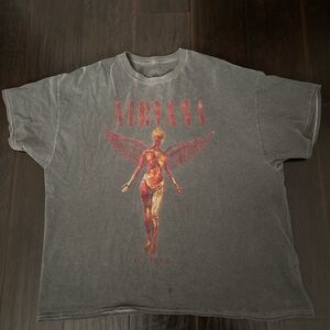 NIRVANA Charcoal and Red Graphic Tee